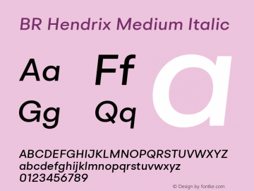 BR Hendrix Medium Italic 1.000图片样张