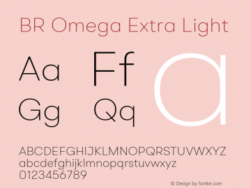 BR Omega Extra Light 1.001 Font Sample