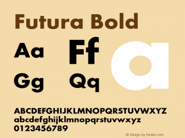 Futura Bold 1.00 Font Sample