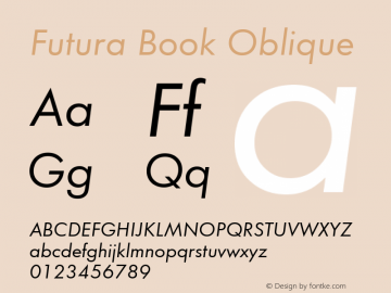 Futura Book Oblique 1.00 Font Sample