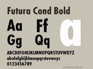 Futura Cond Bold 1.00 Font Sample