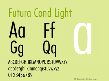 Futura Cond Light 1.00 Font Sample