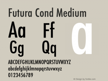 Futura Cond Medium 1.00 Font Sample