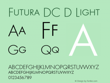 Futura DC D Light 1.00 Font Sample