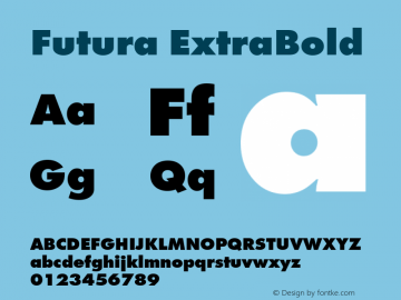 Futura ExtraBold 1.00 Font Sample