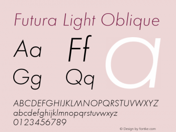 Futura Light Oblique 1.00 Font Sample