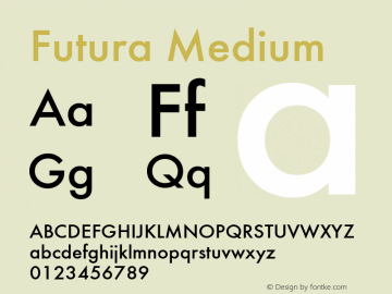 Futura Medium 1.00 Font Sample