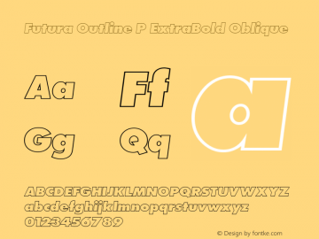 Futura Outline P ExtraBold Oblique 1.00 Font Sample