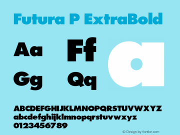 Futura P ExtraBold 1.00 Font Sample
