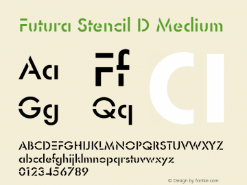 Futura Stencil D Medium 1.10 Font Sample