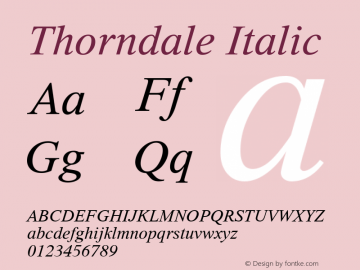 Thorndale Italic Version 1.00图片样张
