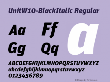 Unit W10 Black Italic Version 7.60 Font Sample