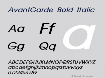 AvantGarde Bold Italic Converted from D:\FONTTEMP\AVANTGAR.BF1 by ALLTYPE Font Sample