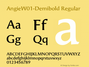 Angie W01 Demibold Version 7.504 Font Sample