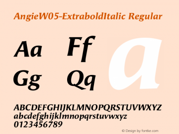 Angie W05 Extrabold Italic Version 7.504 Font Sample