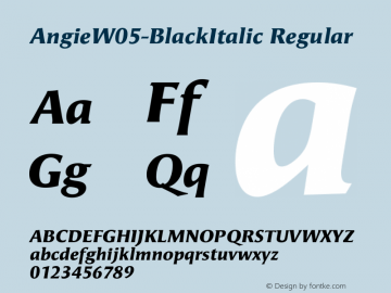 Angie W05 Black Italic Version 7.504 Font Sample