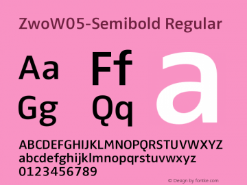 Zwo W05 Semibold Version 7.504 Font Sample