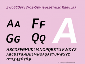 Zwo SC Offc W05 Semibold Italic Version 7.504 Font Sample