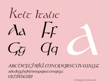 Kelt Italic Altsys Fontographer 4.1 1/7/95图片样张
