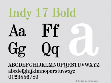 Indy 17 Bold Altsys Fontographer 4.1 1/5/95 Font Sample