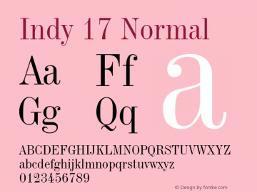 Indy 17 Normal Altsys Fontographer 4.1 1/5/95 Font Sample