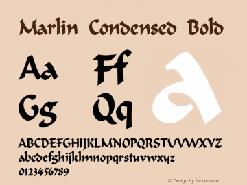 Marlin Condensed Bold Altsys Fontographer 4.1 1/8/95图片样张