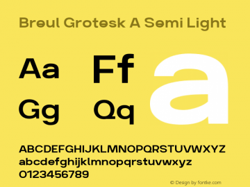 Breul Grotesk A Semi Light 1.000 Font Sample