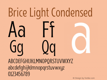 Brice Light Condensed 1.000 Font Sample