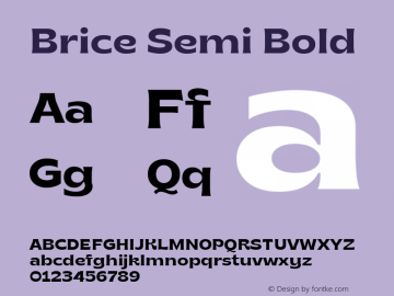 Brice Semi Bold 1.000 Font Sample