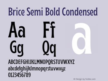 Brice Semi Bold Condensed 1.000 Font Sample