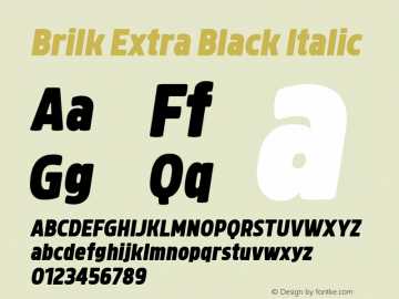 Brilk Extra Black Italic 1.000 Font Sample