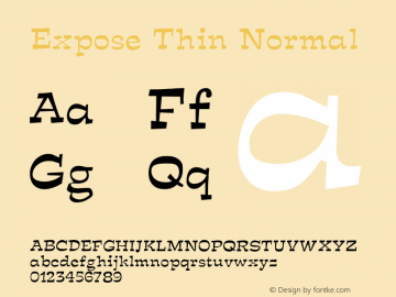 Expose Thin Normal Altsys Fontographer 4.1 2/1/95 Font Sample