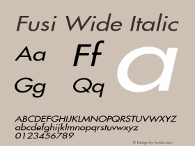 Fusi Wide Italic Altsys Fontographer 4.1 2/1/95 Font Sample