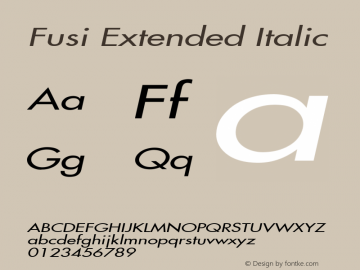 Fusi Extended Italic Altsys Fontographer 4.1 2/1/95图片样张