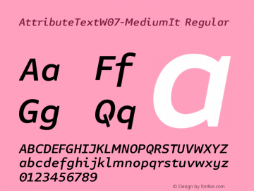 Attribute Text W07 Medium It Version 7.601 Font Sample