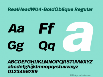 Real Head W04 Bold Oblique Version 1.00 Font Sample