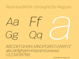 Real Head W04 Ultralight Obl Version 1.00 Font Sample