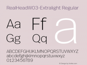 Real Head W03 Extralight Version 7.601 Font Sample