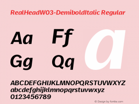 Real Head W03 Demibold Italic Version 7.601 Font Sample