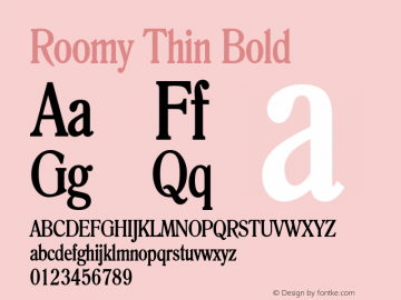 Roomy Thin Bold Altsys Fontographer 4.1 1/9/95 Font Sample