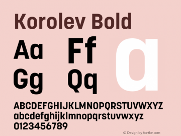 Korolev Bold Version 5.000;hotconv 1.0.109;makeotfexe 2.5.65596 Font Sample