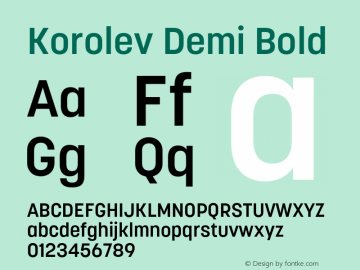 Korolev Demi Bold Version 5.000;hotconv 1.0.109;makeotfexe 2.5.65596 Font Sample