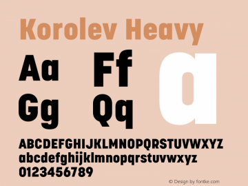 Korolev Heavy Version 5.000;hotconv 1.0.109;makeotfexe 2.5.65596 Font Sample