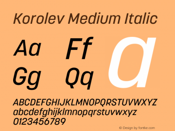 Korolev Medium Italic Version 5.000;hotconv 1.0.109;makeotfexe 2.5.65596 Font Sample