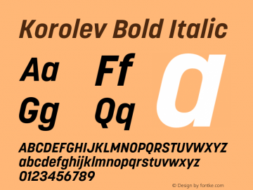 Korolev Bold Italic Version 5.000;hotconv 1.0.109;makeotfexe 2.5.65596 Font Sample