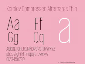 Korolev Compressed Alternates Thin Version 3.000;hotconv 1.0.109;makeotfexe 2.5.65596图片样张