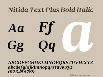 Nitida Text Plus Bold Italic Version 1.000;hotconv 1.0.109;makeotfexe 2.5.65596 Font Sample