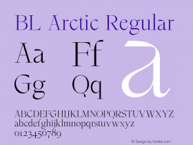 BL Arctic Regular Version 1.000;hotconv 1.0.109;makeotfexe 2.5.65596 Font Sample