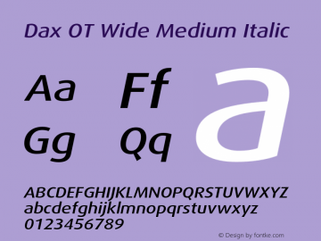 DaxOT-WideMediumItalic Version 7.504; 2006图片样张