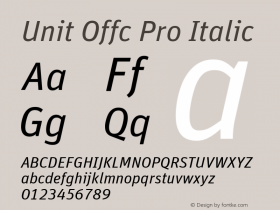 Unit Offc Pro Italic Version 7.504; 2010; Build 1001 Font Sample